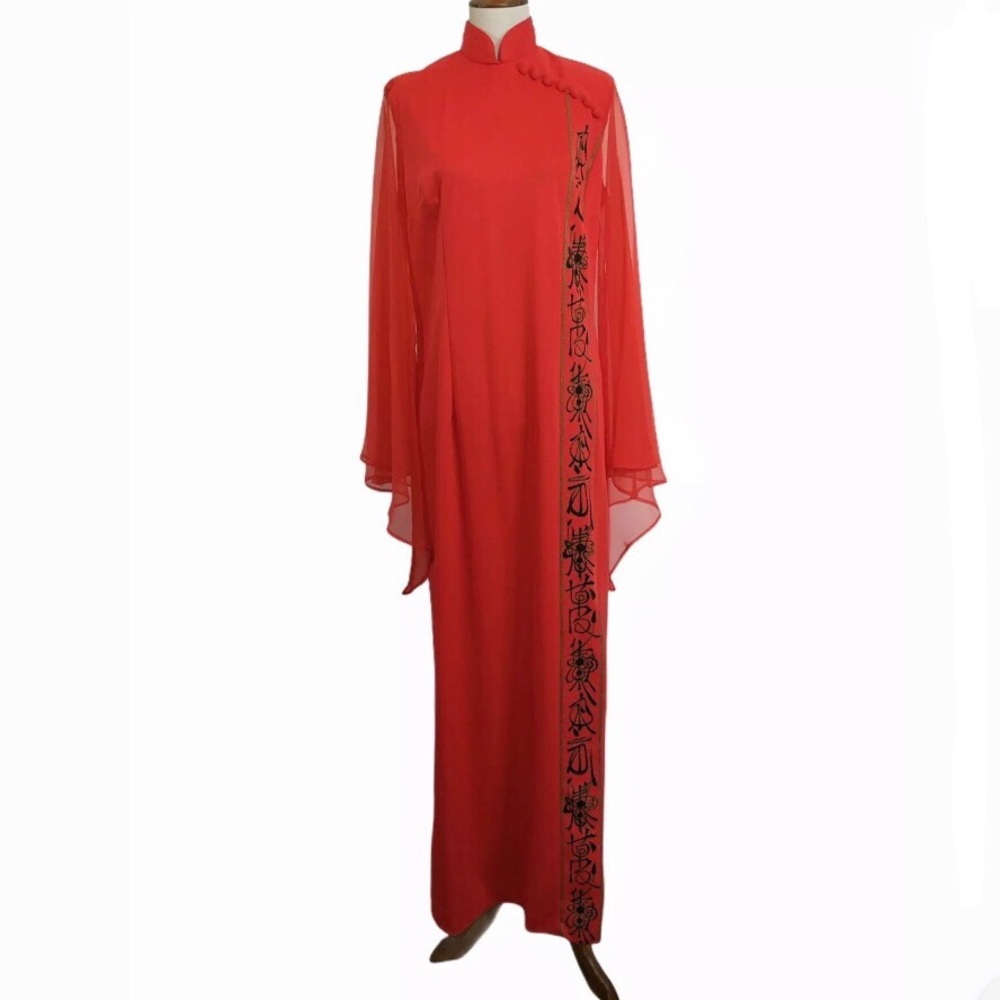 Alfred Shaheen Vintage Asian Inspired maxi dress - Picture 2 of 12
